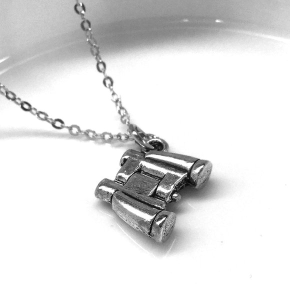 Miniature Binoculars Charm Necklace - Picture 1 of 3